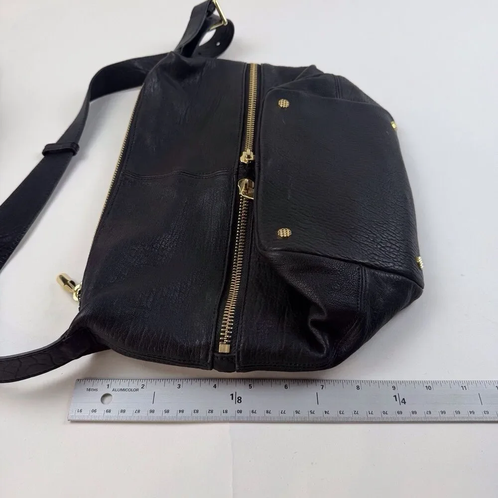 Elizabeth and James Black Pebbled Leather Hobo Bag Shoulder Strap Purse Womens